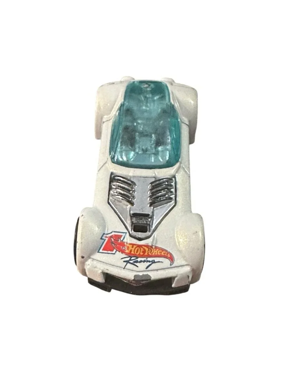 Vintage 2001 Mattel Hot Wheels White Ballistik Racing 1:64 Diecast Car Loose